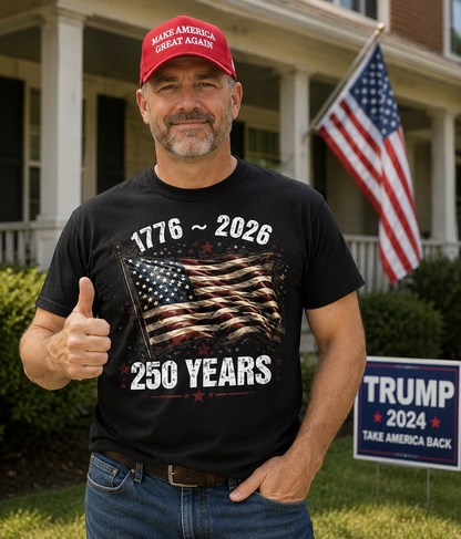 250th Anniversary  USA Flag Crewneck Tee