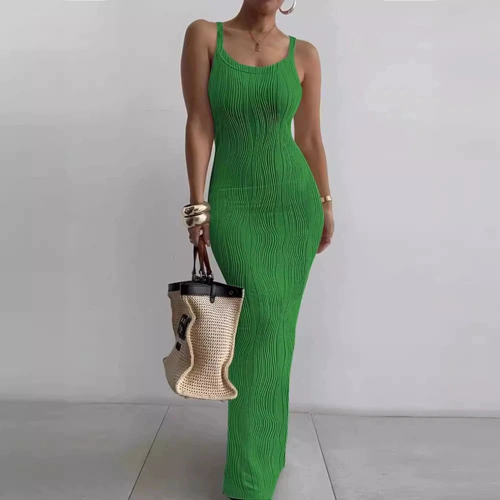 Sculpted Water Wave Maxi Dress