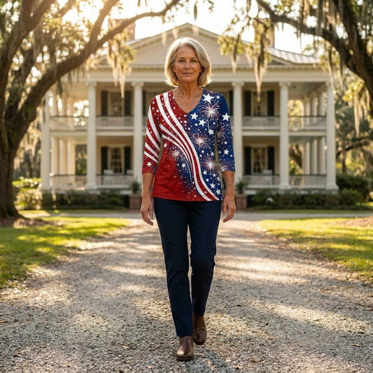 American  Patchwork Flag Blouse