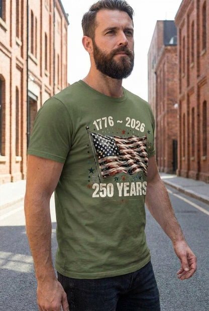 250th Anniversary  USA Flag Crewneck Tee