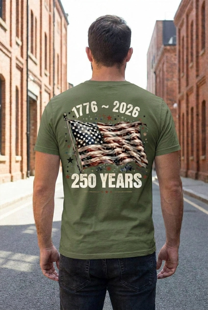 250th Anniversary  USA Flag Crewneck Tee