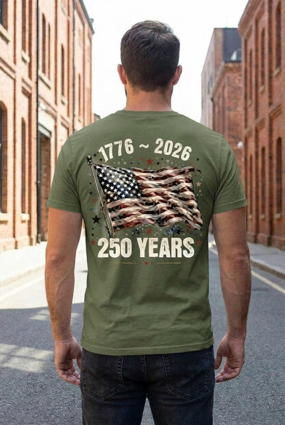 250th Anniversary  USA Flag Crewneck Tee